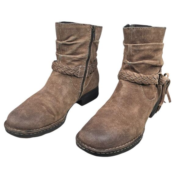Born Women’s Ouvea Brown Distressed Suede Side Zip Ankle Boot Size US 7 - Picture 6 of 10